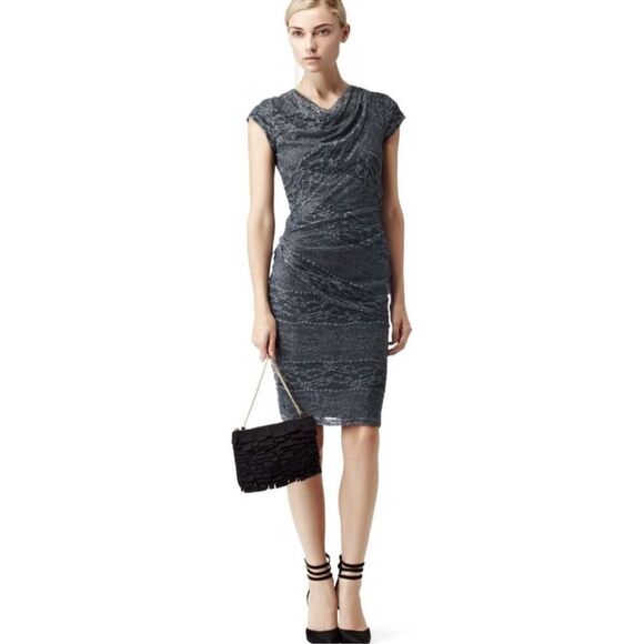 REISS Ametis Bodycon Navy Lace Dress Size 8 Excellent condition -  eharrisgallery.com